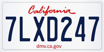 CA license plate 7LXD247