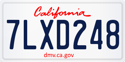 CA license plate 7LXD248