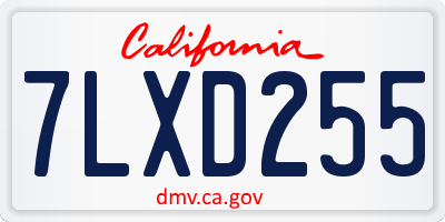 CA license plate 7LXD255