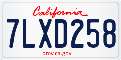CA license plate 7LXD258