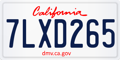 CA license plate 7LXD265
