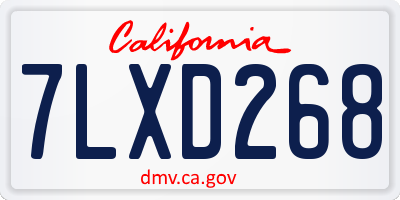 CA license plate 7LXD268