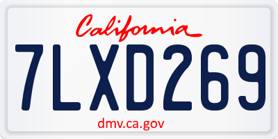 CA license plate 7LXD269