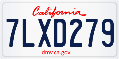 CA license plate 7LXD279