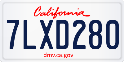 CA license plate 7LXD280