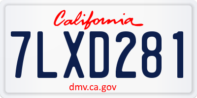 CA license plate 7LXD281