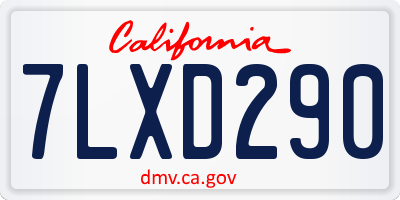 CA license plate 7LXD290
