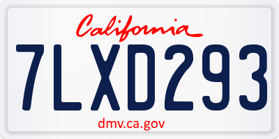 CA license plate 7LXD293