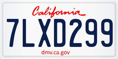 CA license plate 7LXD299