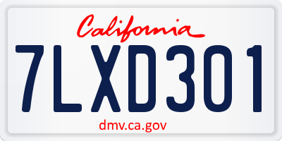 CA license plate 7LXD301