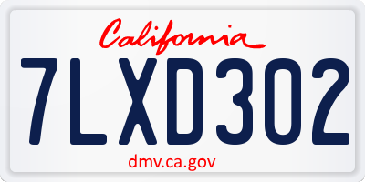 CA license plate 7LXD302