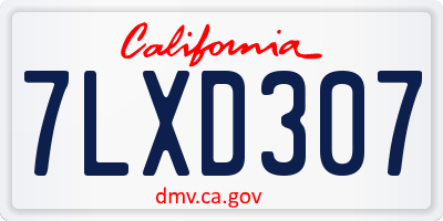 CA license plate 7LXD307