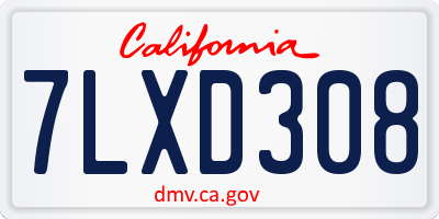 CA license plate 7LXD308
