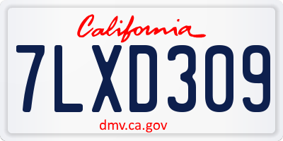 CA license plate 7LXD309