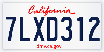 CA license plate 7LXD312