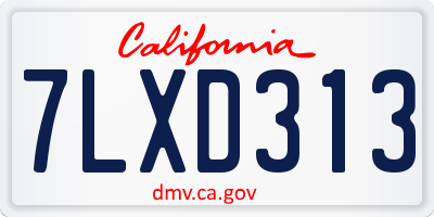 CA license plate 7LXD313