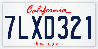 CA license plate 7LXD321