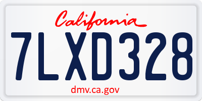 CA license plate 7LXD328