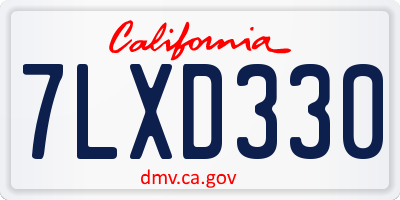 CA license plate 7LXD330
