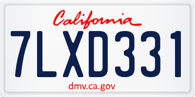 CA license plate 7LXD331