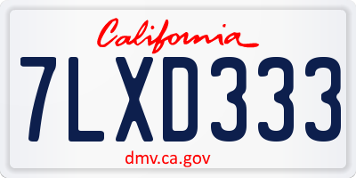 CA license plate 7LXD333