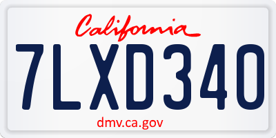 CA license plate 7LXD340