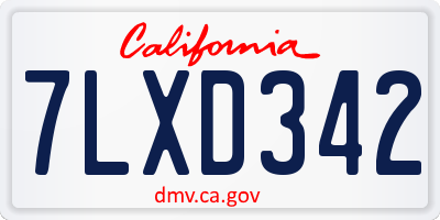CA license plate 7LXD342