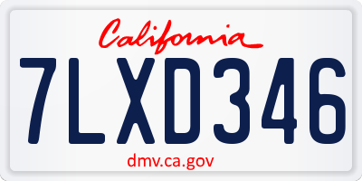 CA license plate 7LXD346