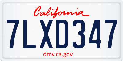 CA license plate 7LXD347