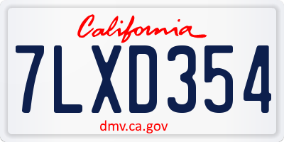 CA license plate 7LXD354