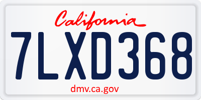 CA license plate 7LXD368