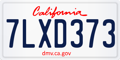 CA license plate 7LXD373