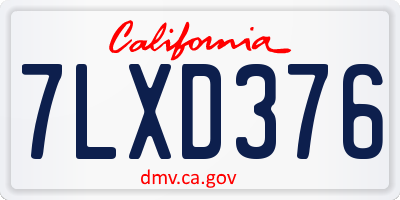CA license plate 7LXD376