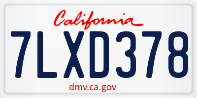 CA license plate 7LXD378