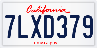 CA license plate 7LXD379
