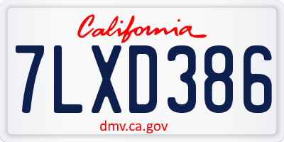 CA license plate 7LXD386