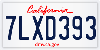 CA license plate 7LXD393