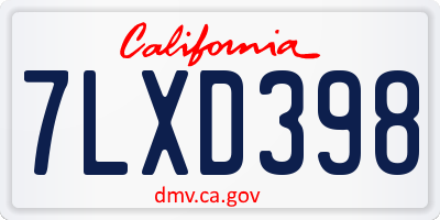CA license plate 7LXD398