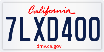 CA license plate 7LXD400