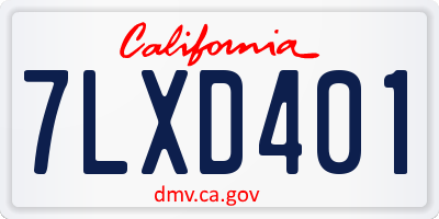 CA license plate 7LXD401