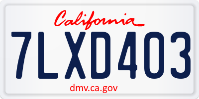 CA license plate 7LXD403