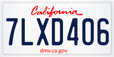CA license plate 7LXD406