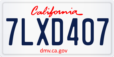 CA license plate 7LXD407