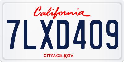 CA license plate 7LXD409