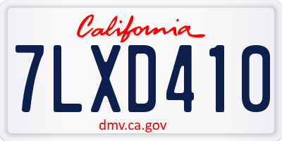 CA license plate 7LXD410