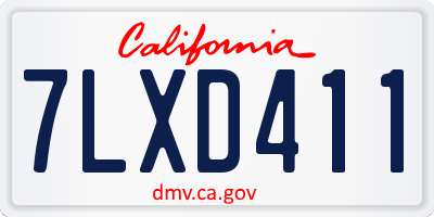 CA license plate 7LXD411