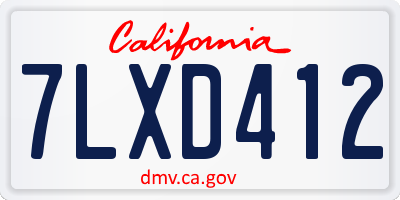 CA license plate 7LXD412