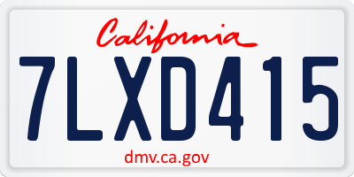 CA license plate 7LXD415