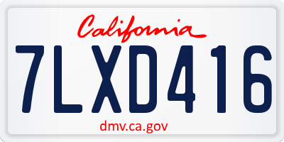 CA license plate 7LXD416
