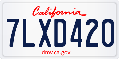 CA license plate 7LXD420